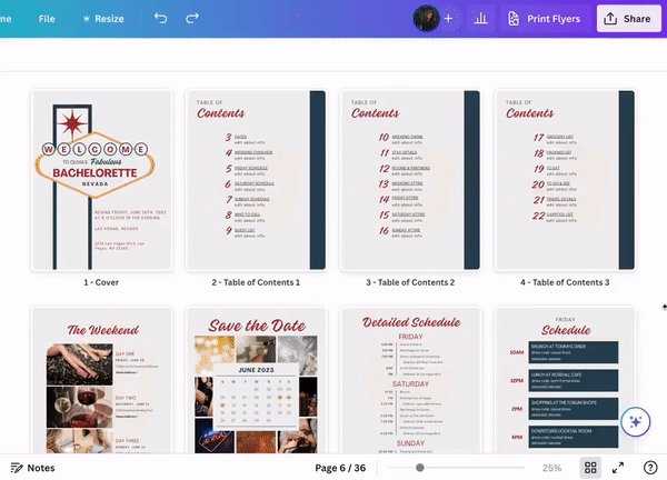 Bachelorette Itinerary Digital Template Vegas Themed | Edit on Canva