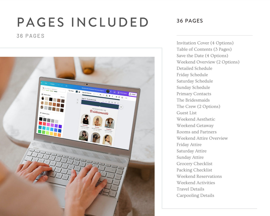 Bachelorette Itinerary Digital Template | Complete Planner | Edit on Canva | Customizable for Mobile, Desktop, Classic Vegas Themed