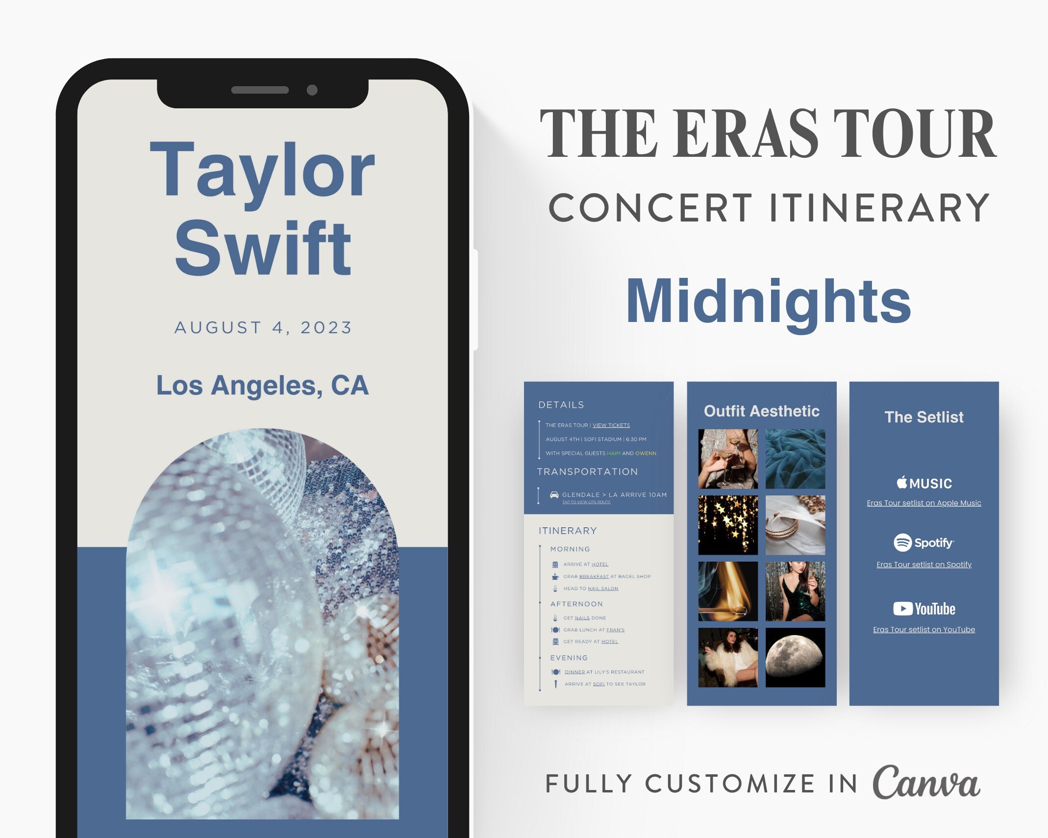 ERAS TOUR Taylor Swift Mobile Concert Template Midnights Themed Ed