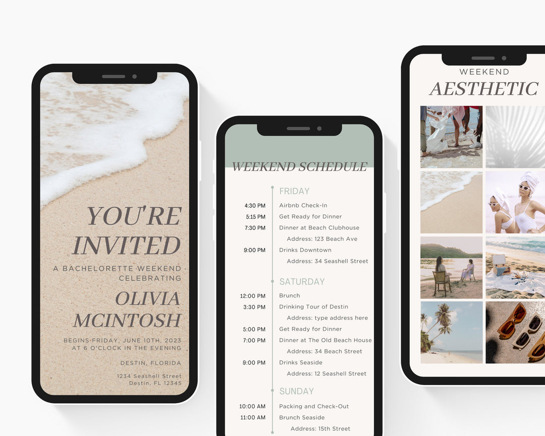 Bachelorette Itinerary Template, Beachy Themed, Editable on Canva, Printable Editable Template, Weekend Planner Digital Template Download