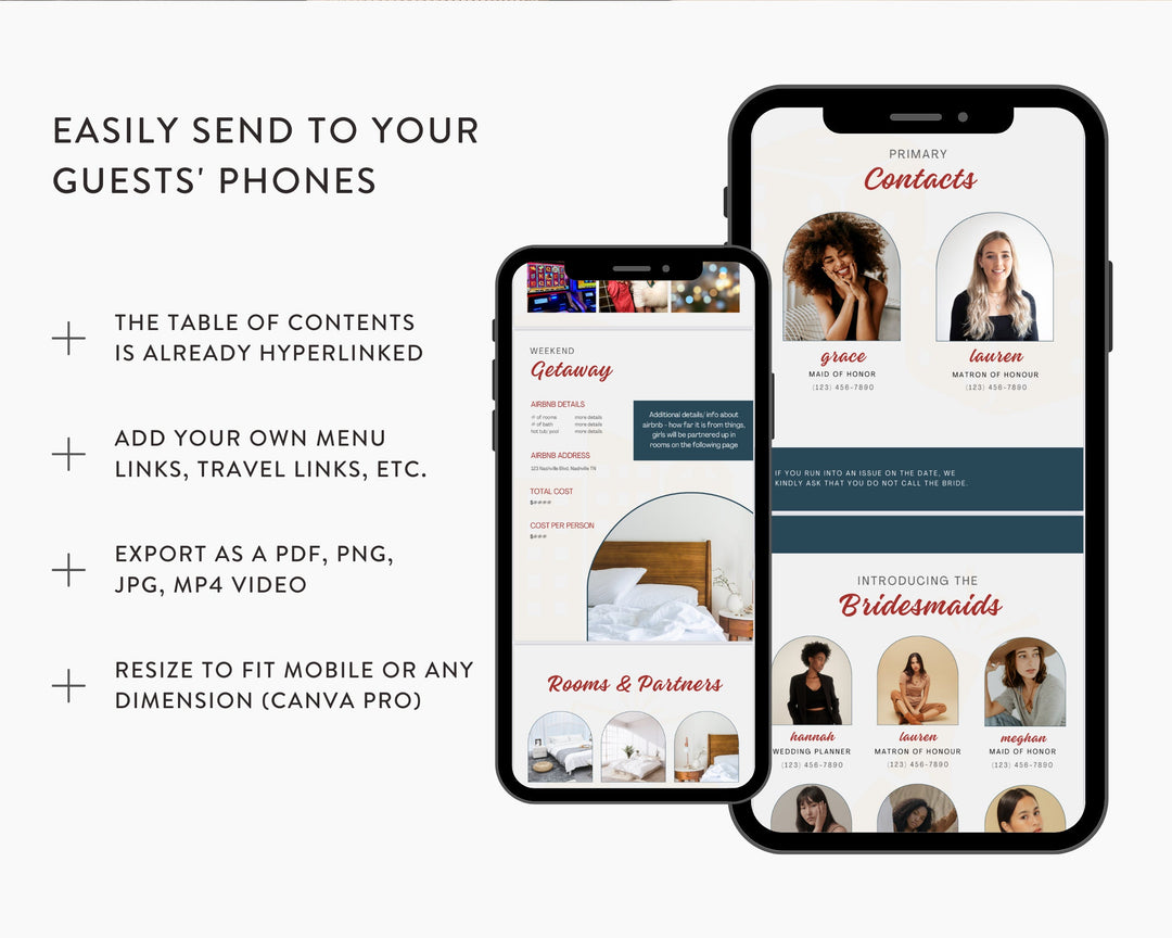 Bachelorette Itinerary Digital Template | Complete Planner | Edit on Canva | Customizable for Mobile, Desktop, Classic Vegas Themed