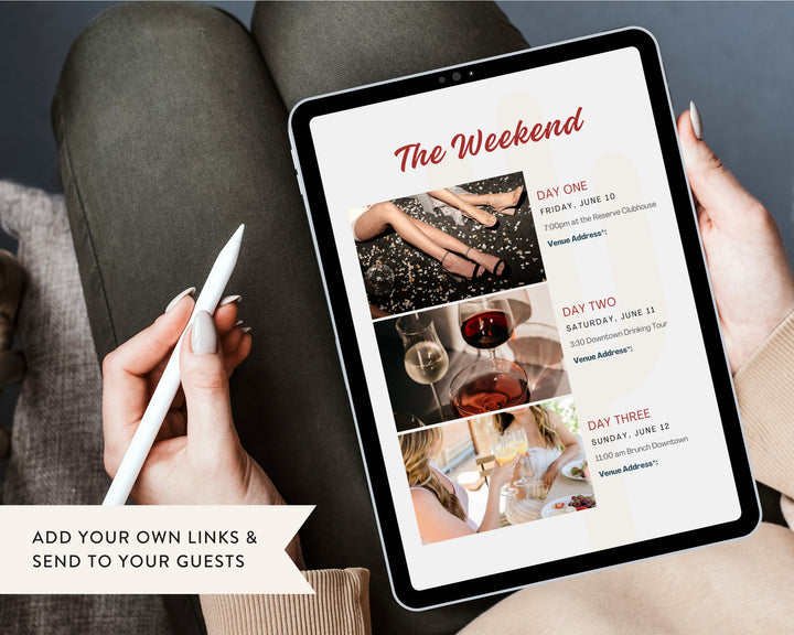 Bachelorette Itinerary Digital Template | Complete Planner | Edit on Canva | Customizable for Mobile, Desktop, Classic Vegas Themed