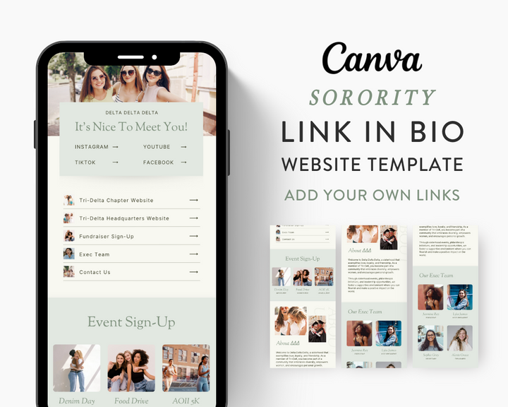 Greek Life Canva Link In Bio Template | Green