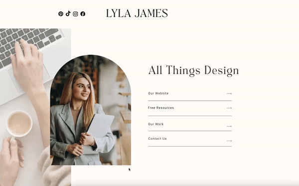 WIX Link in Bio Template for Marketers and Creators | LYLA JAMES Theme | Modern Minimal