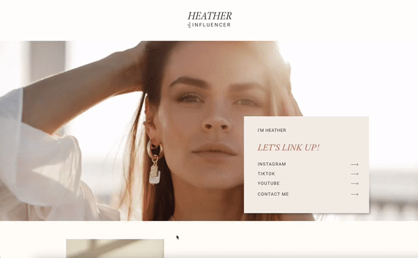 WIX Link in Bio Template for Marketers & Creators | HEATHER Theme | Modern Minimal