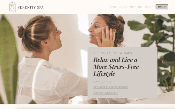 SQUARESPACE Website Template for Spas & Salons | SERENITY SPA Theme | Modern Minimal