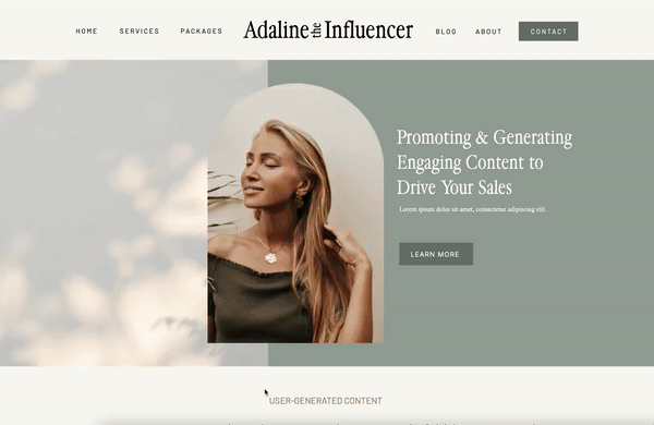 ShowIt Website Template for Influencers & Creators | ADALINE Theme | Modern Minimal Neutral
