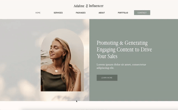 WIX Website Template for Influencers & Creators | ADALINE Theme | Modern Minimal Neutral