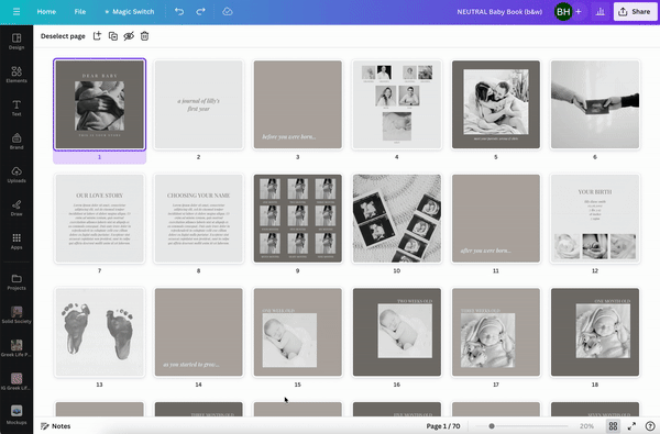 Digital Baby Book Template | Edit on Canva