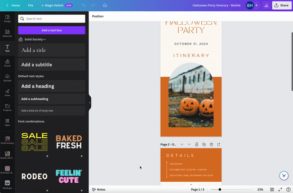 Halloween Party Itinerary Template | Edit on Canva