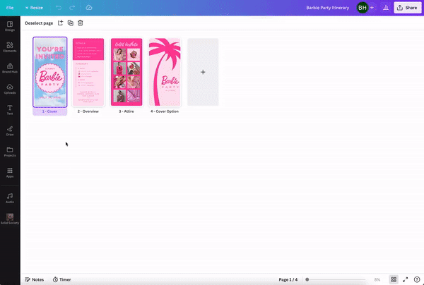 Barbie Party Itinerary Template | Edit on Canva