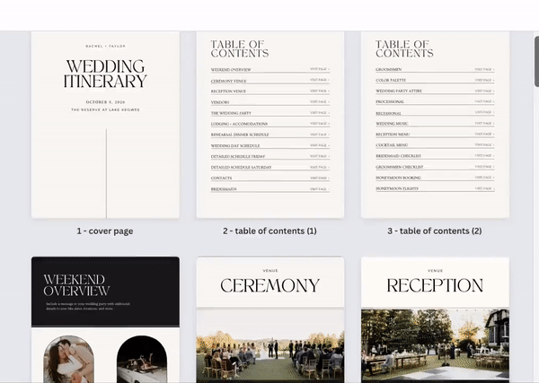 Wedding Itinerary Template 25+ Pages for Wedding Party (2.0) | Edit on Canva
