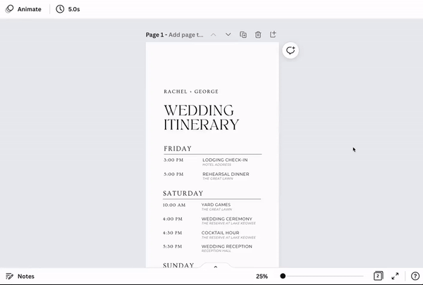 Wedding Itinerary Template for Guests | Edit on Canva