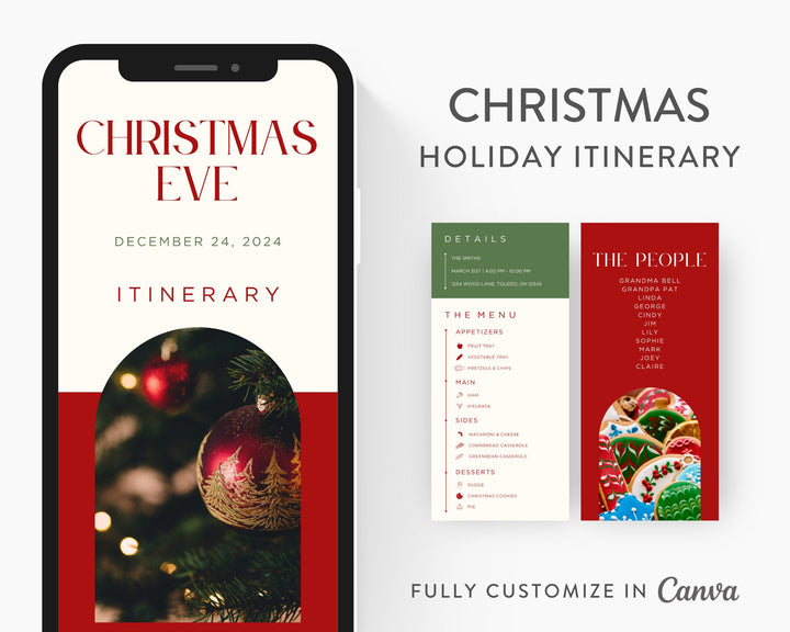 Christmas Itinerary Template, Editable on Canva, Printable Editable Template, Christmas Planner Digital Template Download