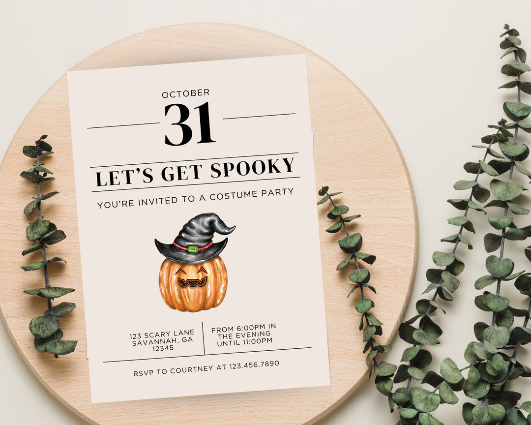 Halloween Party Invitation Vertical, Edit on Canva, Digital Download, Printable Template Card, Digital Mobile Halloween Party Invite