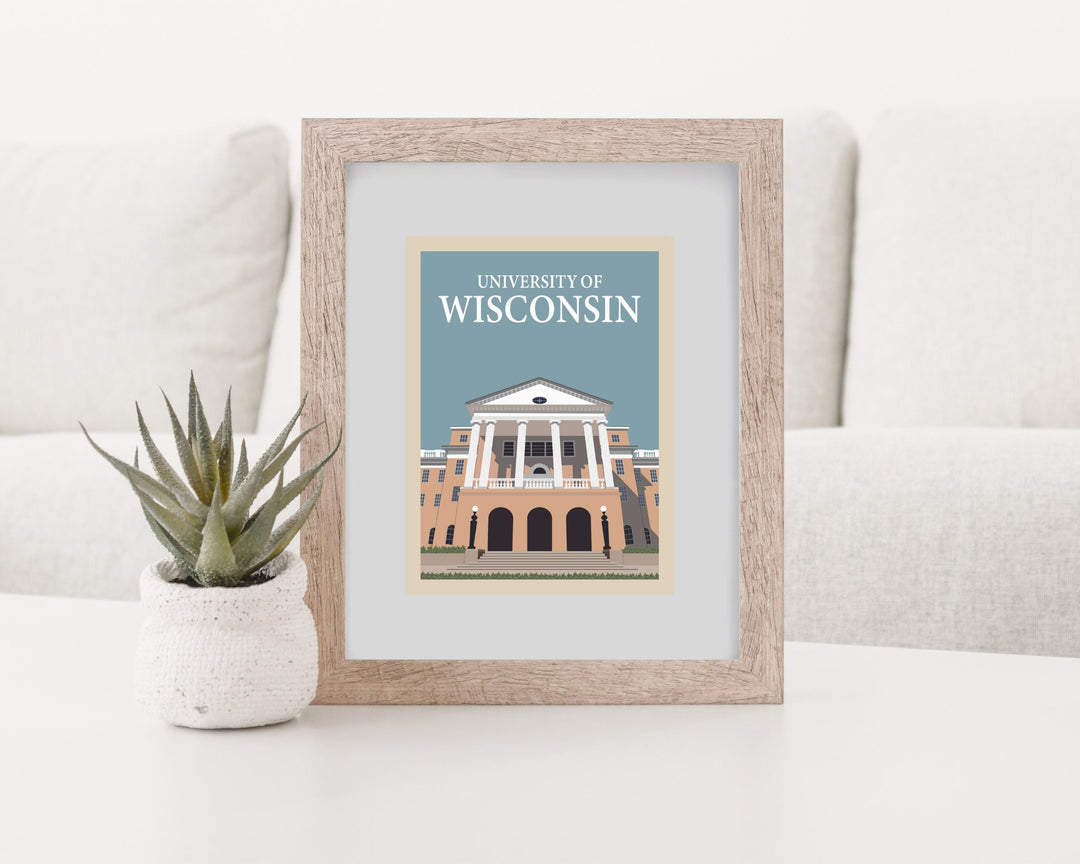University of Wisconsin Madison Retro Vintage Poster, Badger Illustration Art | Wall Art Digital Download, Digital Wall Art, Printable, Gift