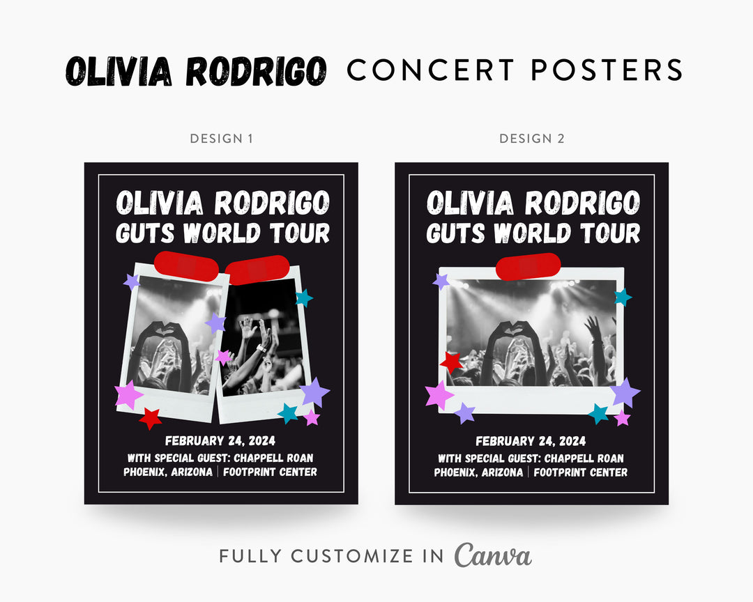 Olivia Rodrigo GUTS Tour Concert Memory Poster | Wall Art Digital Download, Digital Wall Art, Printable, Gift, Edit on Canva