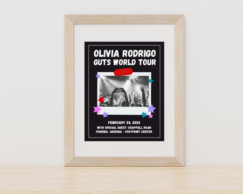 Olivia Rodrigo GUTS Tour Concert Memory Poster | Wall Art Digital Download, Digital Wall Art, Printable, Gift, Edit on Canva