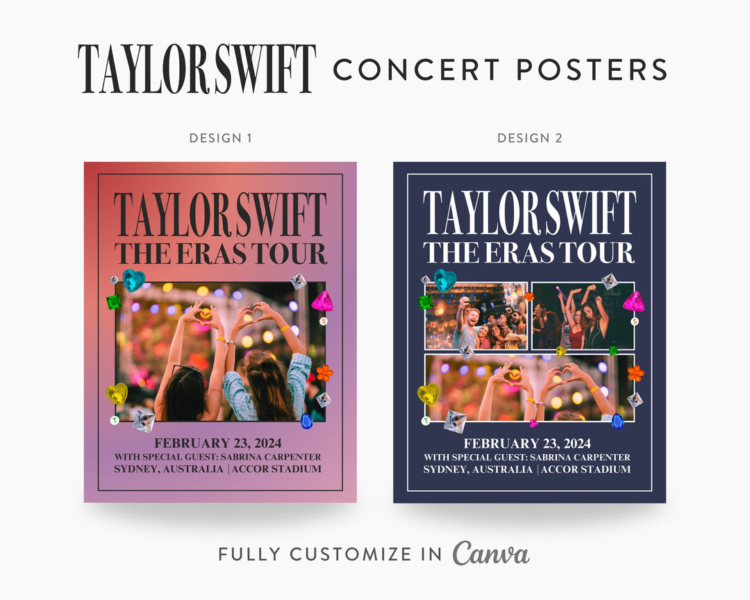 Taylor Swift The Eras Tour Concert Memory Poster | Wall Art Digital Download, Digital Wall Art, Printable, Gift, Edit on Canva