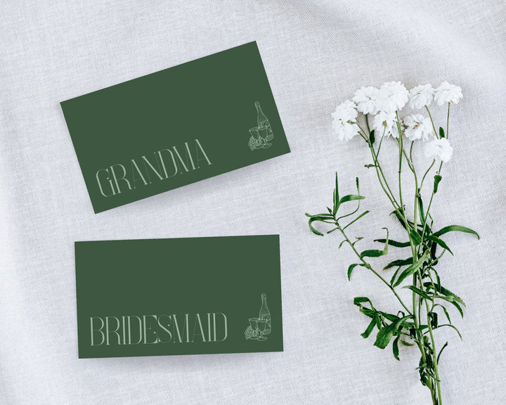 Bridal Shower Place Cards Template, Wedding Place Cards, Minimal, Elegant, Digital Download, Boho Modern | Printable Editable Canva Template