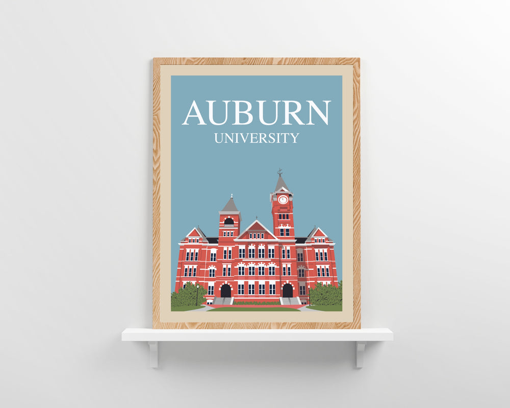 Auburn University Retro Vintage Poster, Auburn, Alabama Illustration Art | Wall Art Digital Download, Digital Wall Art, Printable, Gift
