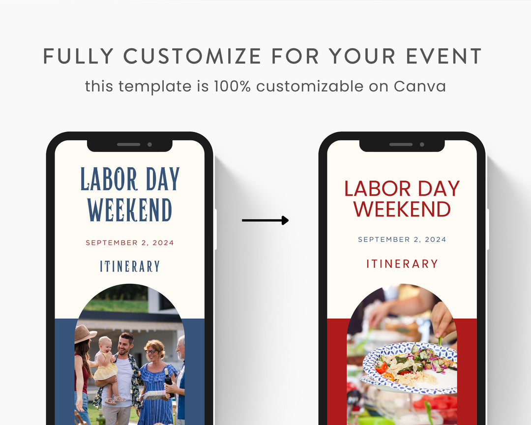 Labor Day Weekend Itinerary Template, Editable on Canva, Printable Editable Template, Labor Day Weekend Planner Digital Template Download