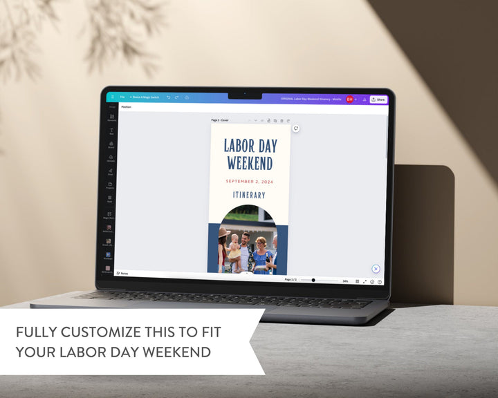 Labor Day Weekend Itinerary Template, Editable on Canva, Printable Editable Template, Labor Day Weekend Planner Digital Template Download