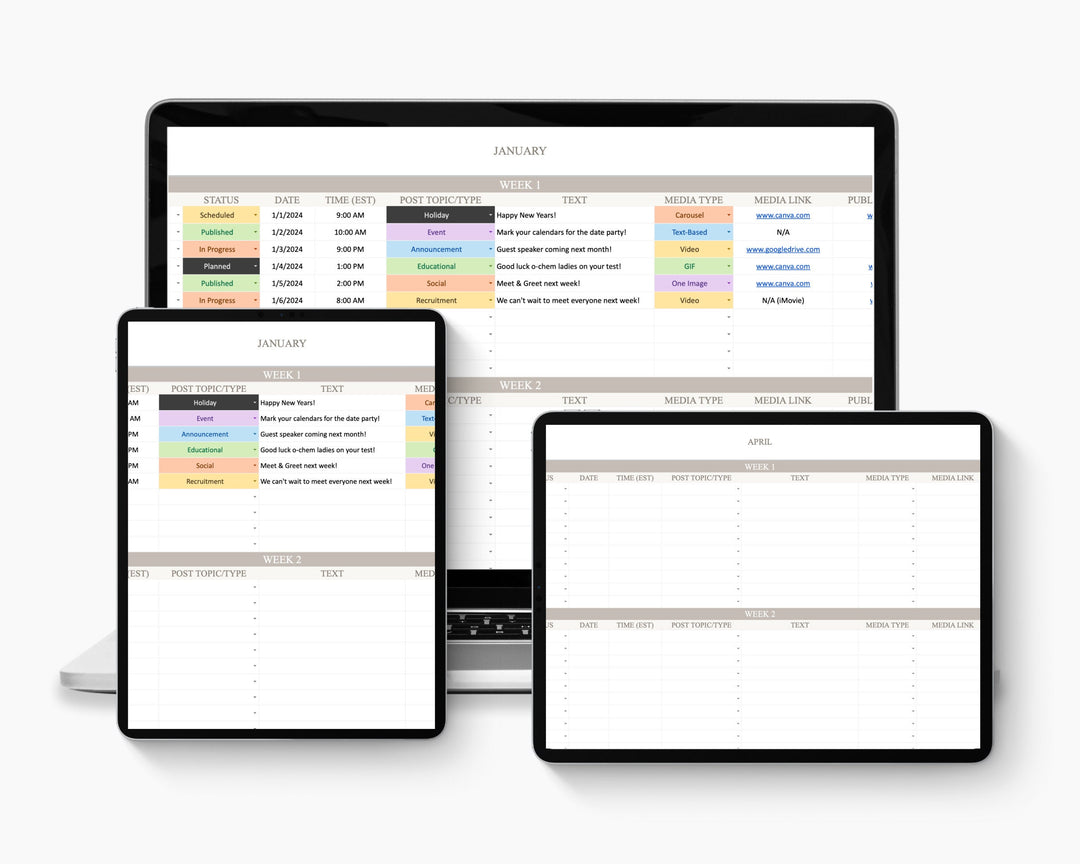 Digital Marketer & Greek Life Content Calendar, Sorority, Fraternity, Social Media Manager Planner | Digital Download, Edit on Google Sheets