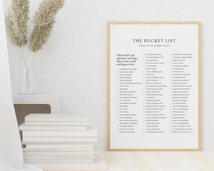 Bucket List Template, Printable Bucket List Edit on Canva, Instant Download Wall Art Travel Bucket List Tracker Custom, Modern Minimal Art