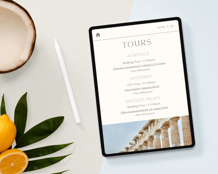 Travel Itinerary Template Modern Minimal, Desktop, iPad, Tablet, Editable on Canva, Printable, Digital Template Download, Traveling Greece