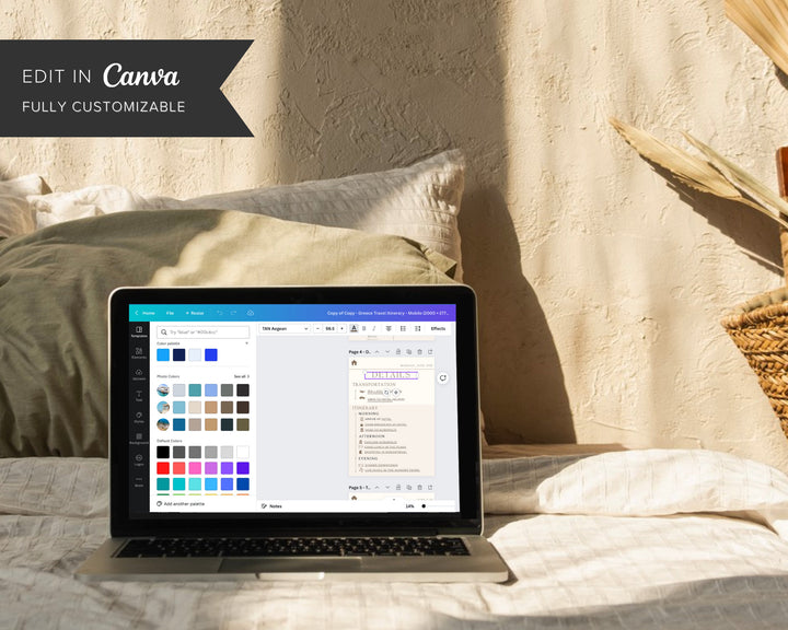 Travel Itinerary Template Modern Minimal, Desktop, iPad, Tablet, Editable on Canva, Printable, Digital Template Download, Traveling Greece