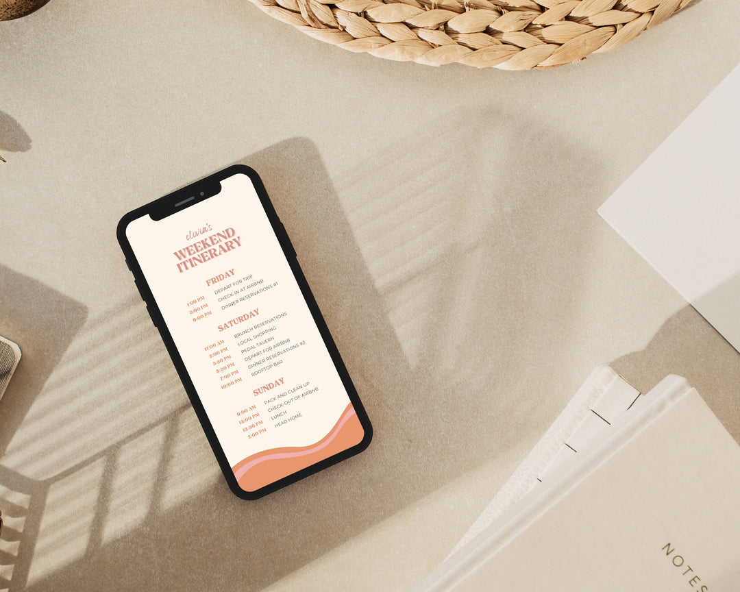 Bachelorette Itinerary Template, Boho Groovy Editable on Canva, Printable Editable Template, Weekend Planner Digital Template Download