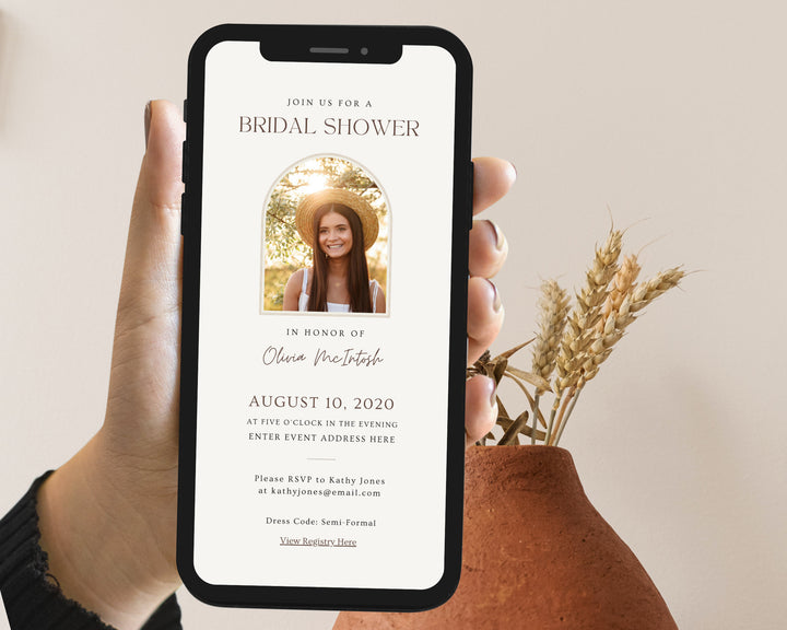 Bridal Shower Invitation for Mobile, Editable on Canva, Printable Editable Template, Wedding Invitation Digital Template Digital for Guests