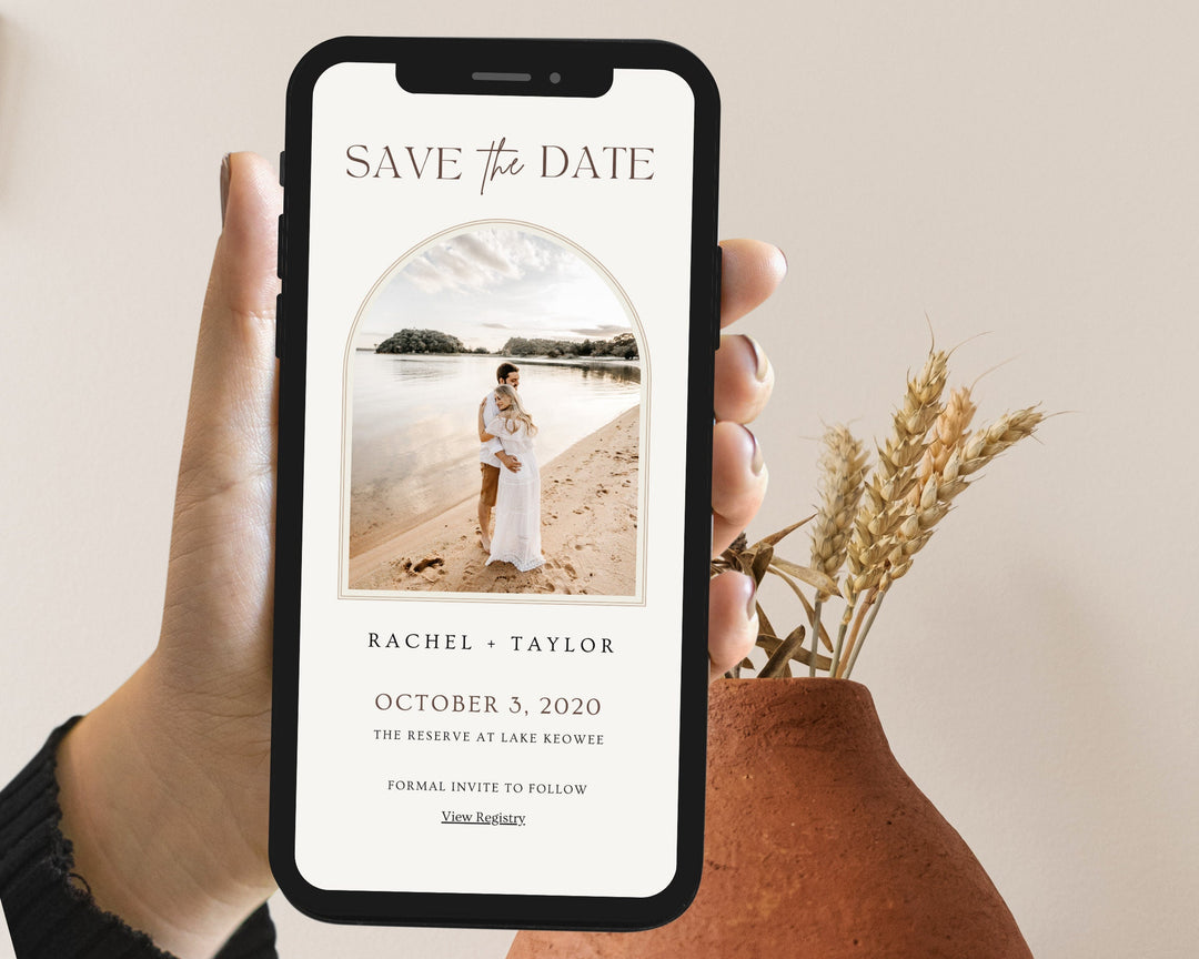 Save the Date Mobile Invitation Template, Editable on Canva, Printable Editable, Beach Boho Invitation Digital Template Digital for Guests