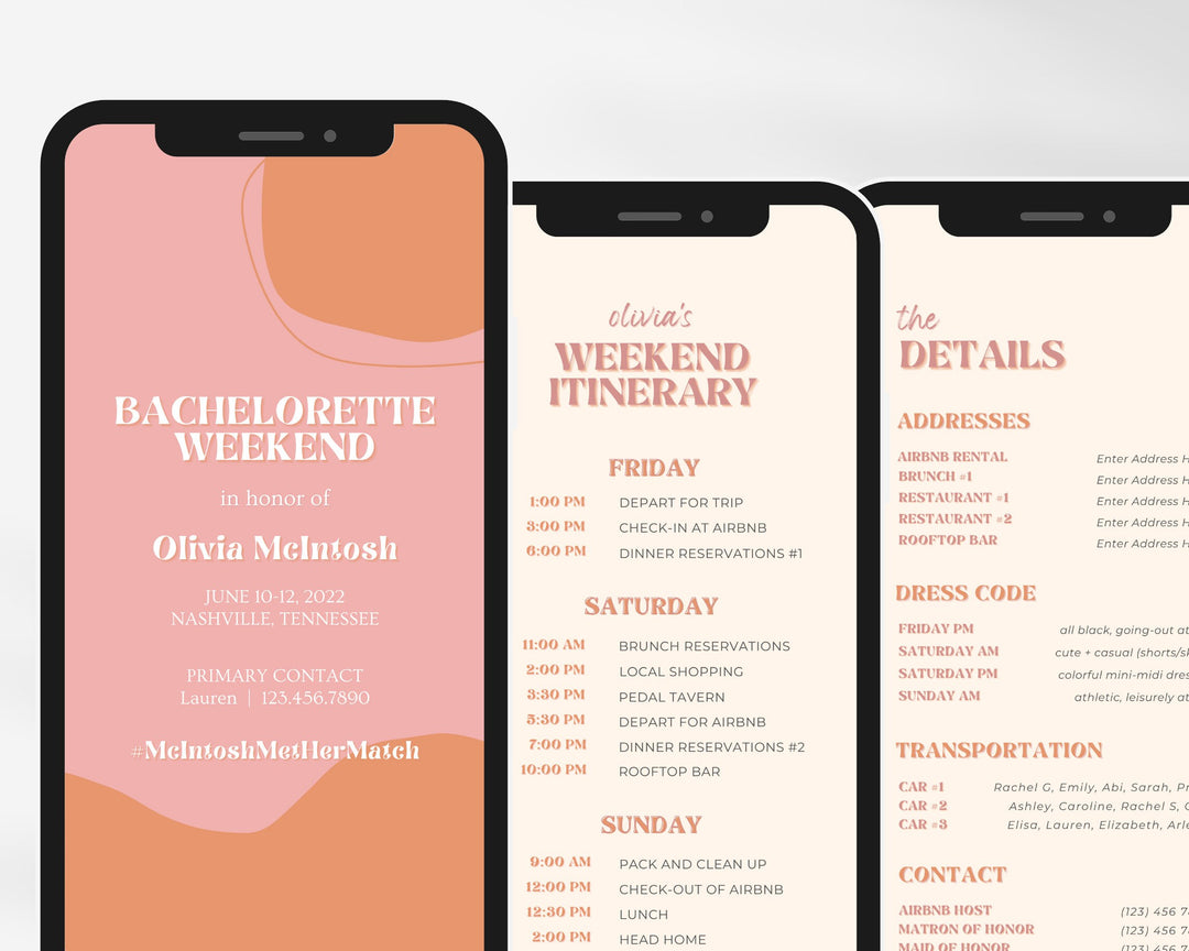 Bachelorette Itinerary Template, Boho Groovy Editable on Canva, Printable Editable Template, Weekend Planner Digital Template Download