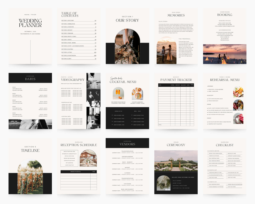120+ Page Wedding Planner Printable Download Canva Template, Complete Digital Template Printable Editable Digital Download Wedding Itinerary