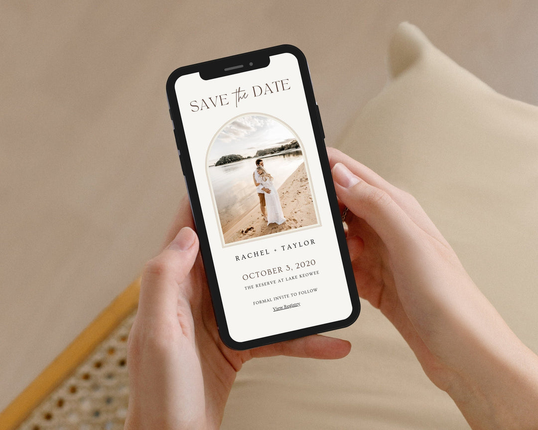 Save the Date Mobile Invitation Template, Editable on Canva, Printable Editable, Beach Boho Invitation Digital Template Digital for Guests