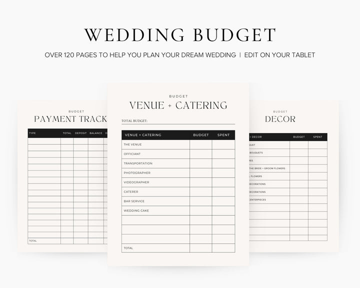 120+ Page Wedding Planner for iPad Goodnotes Download Template, Complete Digital Template Printable Editable Digital Download
