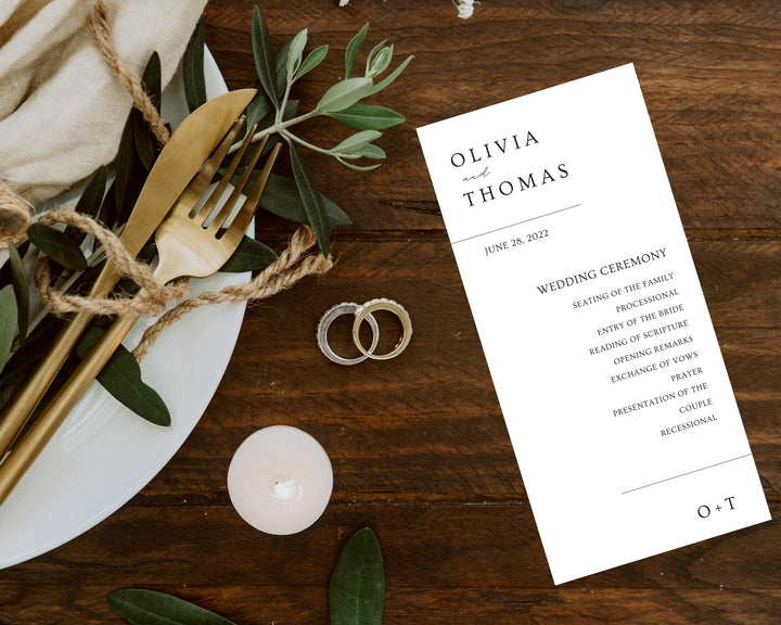 Modern White Wedding Program, Canva Template, Editable Wedding Itinerary, Digital Download Wedding Program, Wedding Brochure Playbill