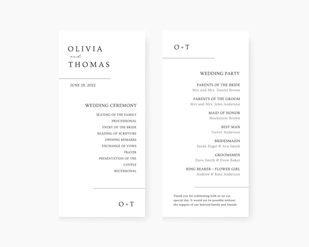 Modern White Wedding Program, Canva Template, Editable Wedding Itinerary, Digital Download Wedding Program, Wedding Brochure Playbill