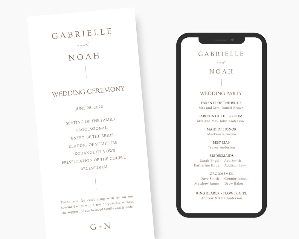 Romantic Wedding Program, Canva Template, Editable Wedding Itinerary, Digital Download Wedding Program, Wedding Brochure Playbill