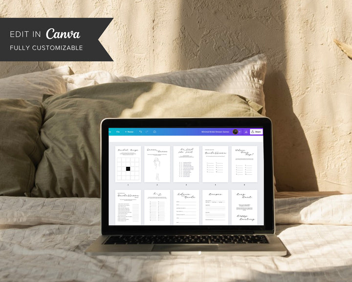 Minimal Modern Bridal Shower Games Template, Edit on Canva, Printable Download Wedding Games PDF