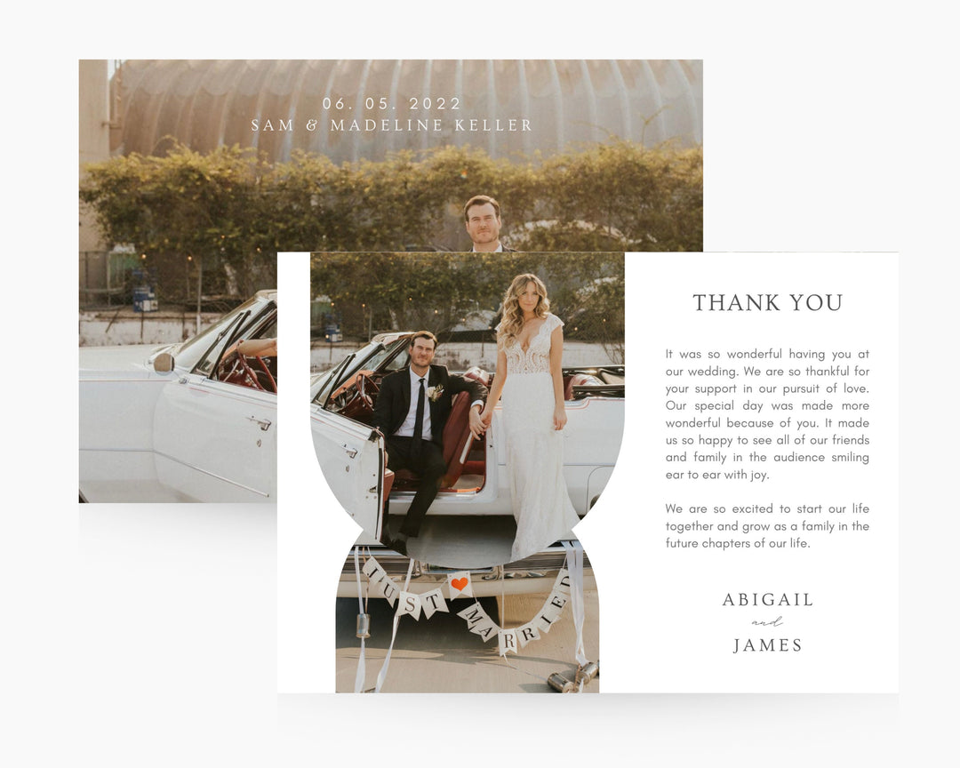 Wedding Thank You Card Template Retro, Edit on Canva, Digital Download, Printable Template Card Wedding Aesthetic Classic Modern Chic