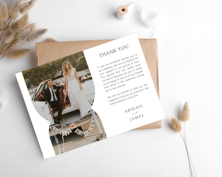 Wedding Thank You Card Template Retro, Edit on Canva, Digital Download, Printable Template Card Wedding Aesthetic Classic Modern Chic