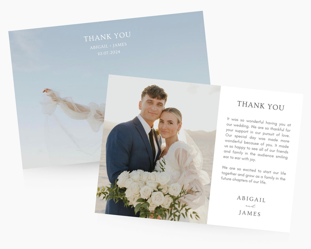 Wedding Thank You Card Template Boho, Edit on Canva, Digital Download, Printable Template Card Wedding Aesthetic Classic Minimal Chic