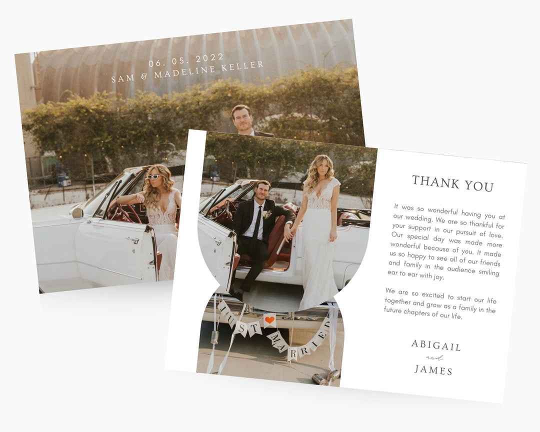 Wedding Thank You Card Template Retro, Edit on Canva, Digital Download, Printable Template Card Wedding Aesthetic Classic Modern Chic