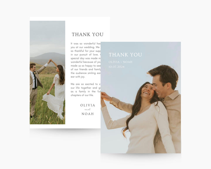 Wedding Thank You Card Template Classic Vertical, Edit on Canva, Digital Download, Printable Template Card Wedding Aesthetic Classic Modern