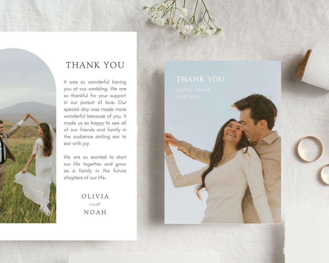 Wedding Thank You Card Template Classic Vertical, Edit on Canva, Digital Download, Printable Template Card Wedding Aesthetic Classic Modern