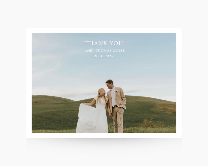 Wedding Thank You Card Template Boho Horizontal, Edit on Canva, Digital Download, Printable Template Card Wedding Aesthetic Classic Minimal