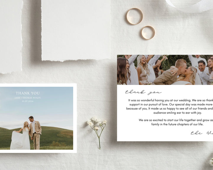 Wedding Thank You Card Template Boho Horizontal, Edit on Canva, Digital Download, Printable Template Card Wedding Aesthetic Classic Minimal